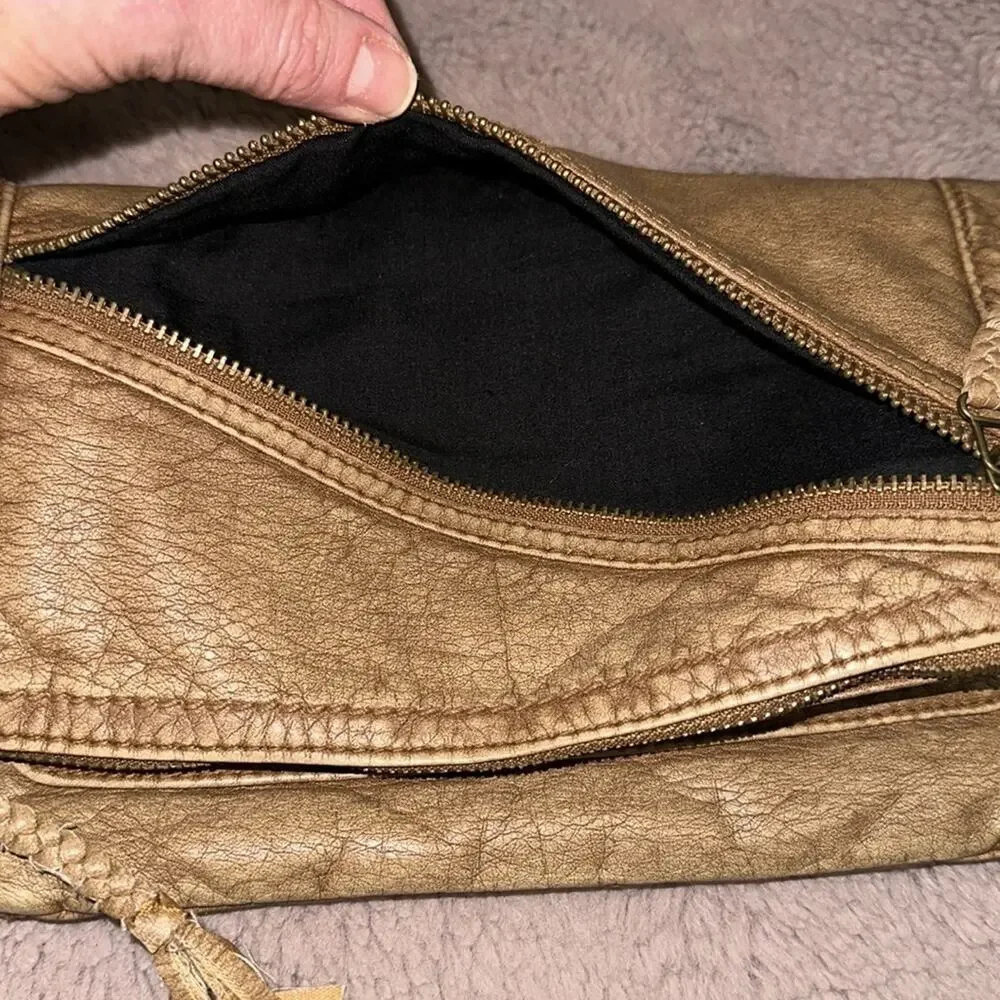 Tan Zippered Clutch by Converse